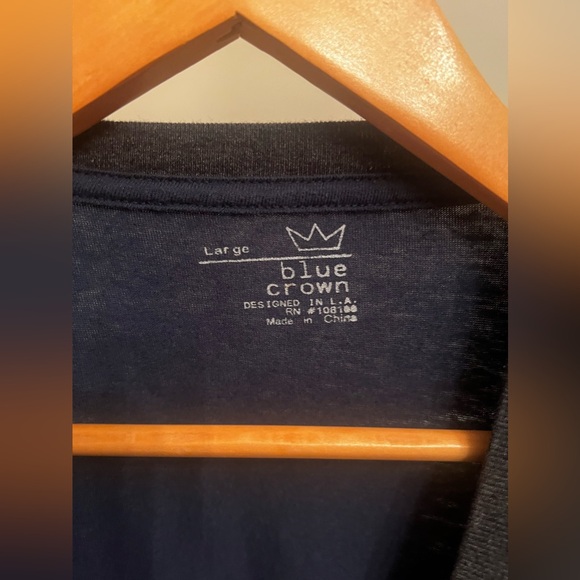 Blue Crown T-Shirt Dark Blue w/ Dark Grey Sleeves size Large Great Condition - Picture 3 of 4